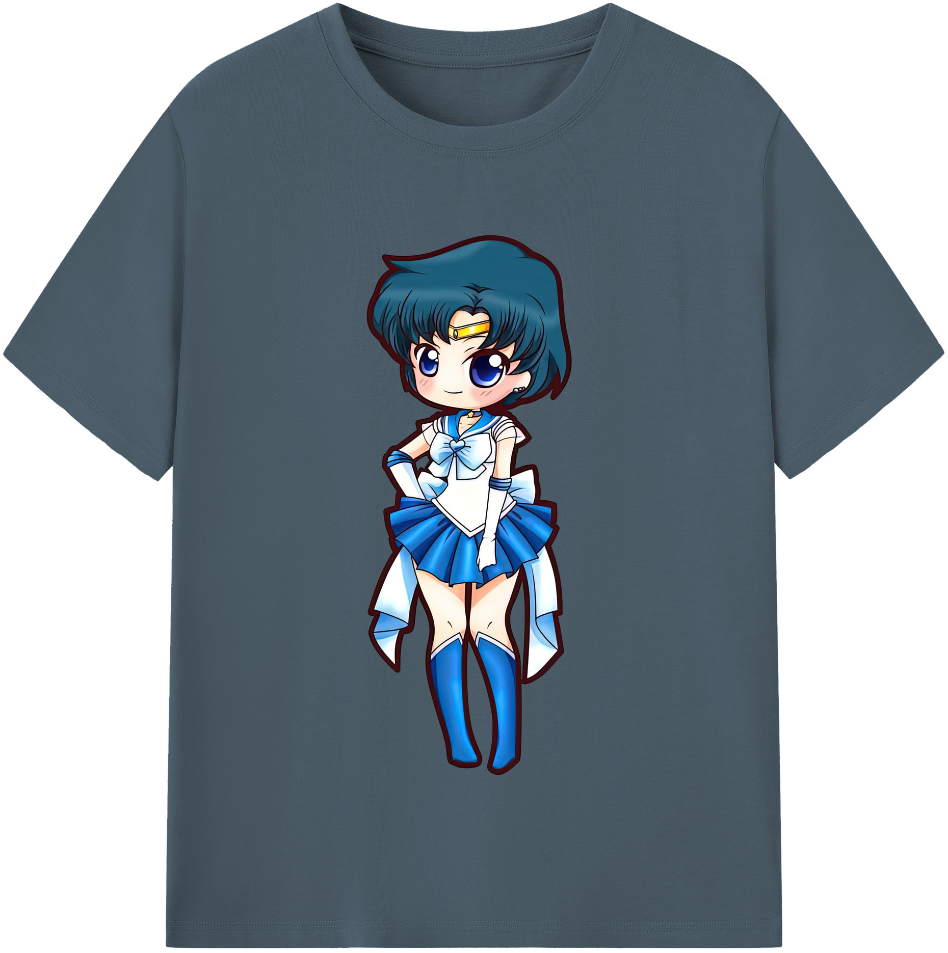 （画像用） 美少女戦士セーラームーン 水野 亜美 みずの あみ Sailor Moon Mizuno Ami 綿100％半袖Tシャツ（フロントプリント）